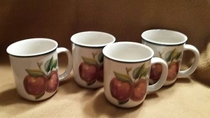 SET of 4 CASUALS CHINA PEARLS APPLE DESIGN COFFEE CUPS/MUGS  - Picture 1 of 5