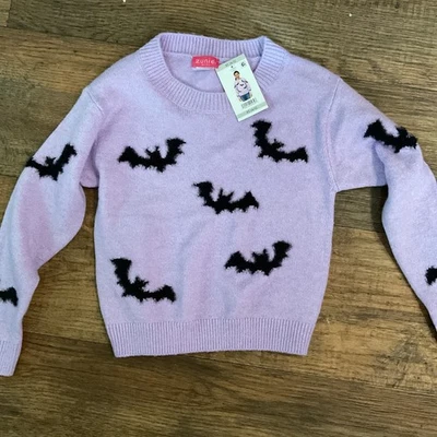 Suéter Zunie Niñas Suave Púrpura Con Murciélagos Negros Talla 4/5 Foto 1 de 3