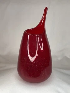 Ruby Red Hand Blown Art Glass Vase - Picture 1 of 15