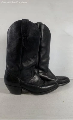 Frye Black Leather Round Toe Pull-On Block Heel Western Mens Boots Size 11D - Image 1 of 4