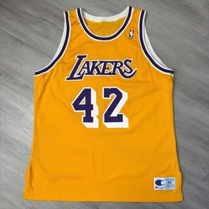 JAMES WORTHY Los Angeles Lakers Champion Authentic Jersey 48 XL Vintage NBA - Picture 1 of 7