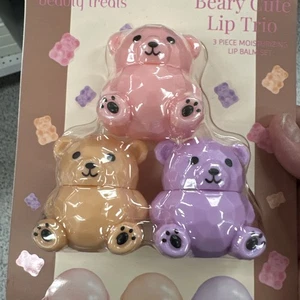 3 Lippenbalsam Set Bear Shape Rosa Grün Braun Beauty Treats Beary Cute Lip ✔ - Bild 1 von 3