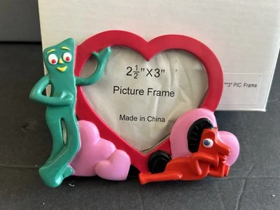 2002 年老式古姆比照片框架...古姆比心形...2.5 x 3 英寸......(全新旧库存) — 第 1/4 张图片