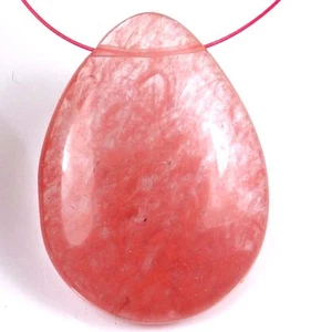 40mm Cherry glass Quartz Teardrop Briolette Pendant Bead - Picture 1 of 3