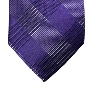 Calvin Klein Mens Aiden Grid Plaid Classic Neck Tie Purple 3" - Picture 1 of 3
