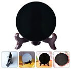 Natural Black Obsidian Scrying Mirror Set with Stand - Feng Shui Circle Plate-IO
