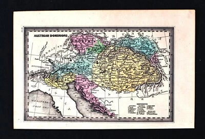 1834 Carey Map Austria Hungary Italy Vienna Budapest Bohemia Croatia Europe EU - Image 1 of 2