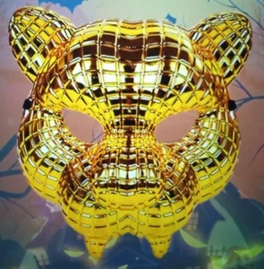GOLDEN LEOPARD HALF FACE MASK 20x20x10cm hard plastic - Picture 1 of 7