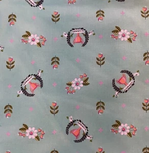 Tula Pink Slow & Steady Winners Circle Fabric Mint Green Trophy Floral BTY 44" W - Bild 1 von 3