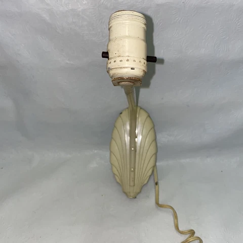 Antique 1940s' Cast Aluminum Cream Colored Leaf Single Arm SCONCE LIGHT Cover