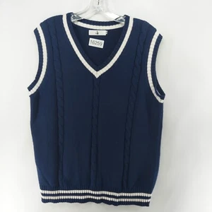 jk boys youth vest size XLL navy blue knit cotton sleeveless uniform casual - Picture 1 of 9