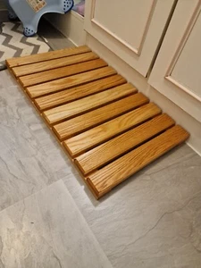 Oak DUCK BOARD WOODEN NATURAL WOOD BATHROOM RECTANGULAR SHOWER BATH MAT handmade - Picture 1 of 4