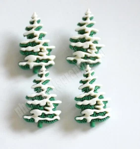 4 Snow ~ Winter Trees / Buttons Galore / Shank Back Christmas Embellishments - Picture 1 of 2
