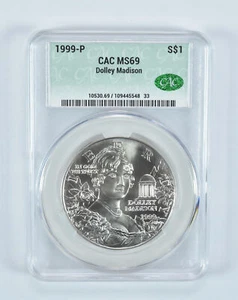 1999-P Dolley Madison Commemorative Silver Dollar MS69 CAC - Picture 1 of 5