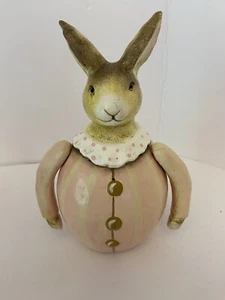 8.5" Easter Bunny Rabbit Pink and Yellow Stripes Figure Vintage? - Picture 1 of 11