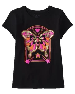 New Black TCP The Children's Place Butterfly Tee Shirt Size M 7-8 NWT - Picture 1 of 2