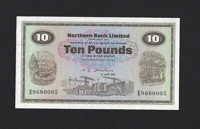 NORTHERN IRELAND 10 Pounds 1988, Northern Bank, Fresh UNC, Print Error P-189f - Image 1 of 2