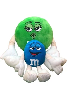 M&M’s Sweets Green Kiss & Blue Chocolate Plüschtier Kuscheltier seltene Lederstiefel - Bild 1 von 14