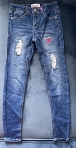 NWT BEAUTEES Premium Denim Jeans Bling Distressed Sparkle Glitter Girls SIZE 12 - Picture 1 of 16