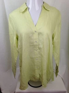 NWT TALBOTS Women Pure Irish Linen Light Green Career Button Down Shirt Top 16 - Picture 1 of 4