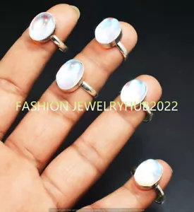 Opalite Gemstone Handmade Rings 10pcs Lot 925 Silver Plated Jewelry - Picture 1 of 1