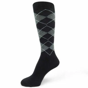 Black with Charcoal Dark Gray  Men's  Argyle Dress Socks For Wedding MA077 - Picture 1 of 1