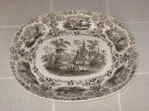 William Ridgway & Co Marmora Brown Transferware 18 1/2" Platter Circa 1830-1854 - Picture 1 of 3