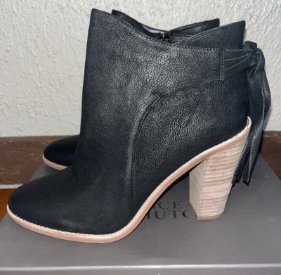 vince camuto LINFORD Black Silk Goat US10 EU 40 women leather bootie heels - Image 1 of 4