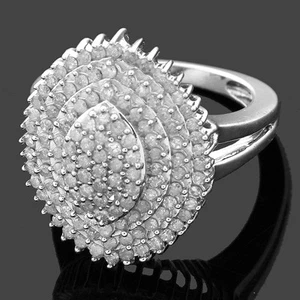 Anillo de vestir de diamantes de plata de ley de 1,18 quilates - Hecho a mano en el Reino Unido - Caja de regalo - Imagen 1 de 1