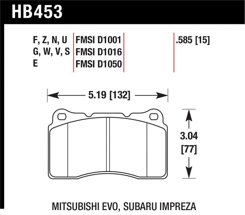 HAWK PERFORMANCE ~(5 LBS. 8X4X3)~ MOTORSPORTS BRAKE PADS Fits MITSUBISHI EVO SUB Foto 1 de 1
