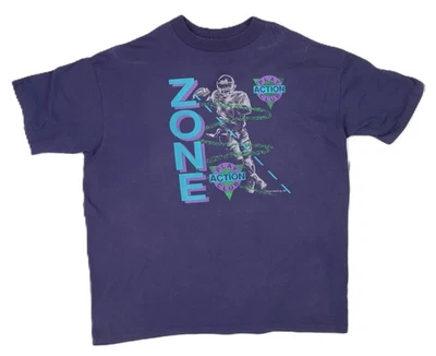 Camiseta azul futebol vintage 1992 Platinum Plus EUA adulto 3XL Play Action Club Zone - Imagem 1 de 4