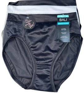 Bali 3-Pack SMOOTHING Hi-Cut Underwear Panty Nylon Blend Grey Black Size S 5 - Picture 1 of 5