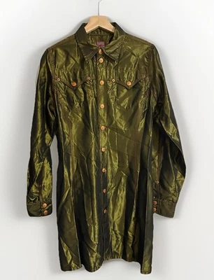 Jean Paul Gaultier Vintage Dress Green with Red Stitching Brass Button Size 40 - Image 1 of 4