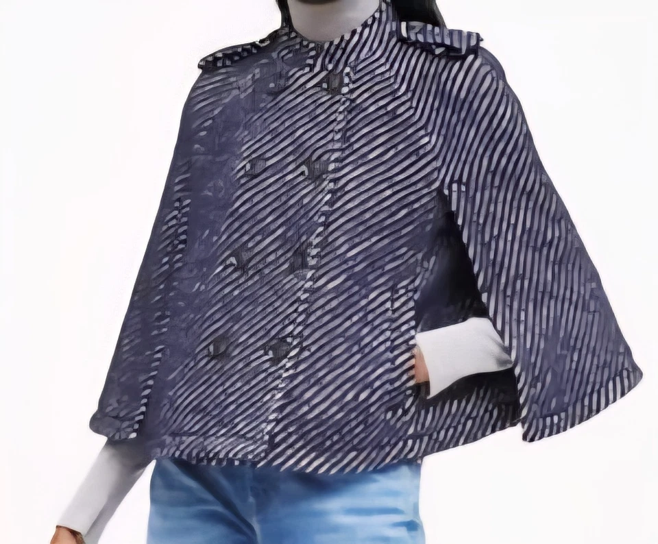 Banana Republic Women's Small Navy Blue Cape Jacket Wood & Alpaca Good Condition - Image 1 of 4