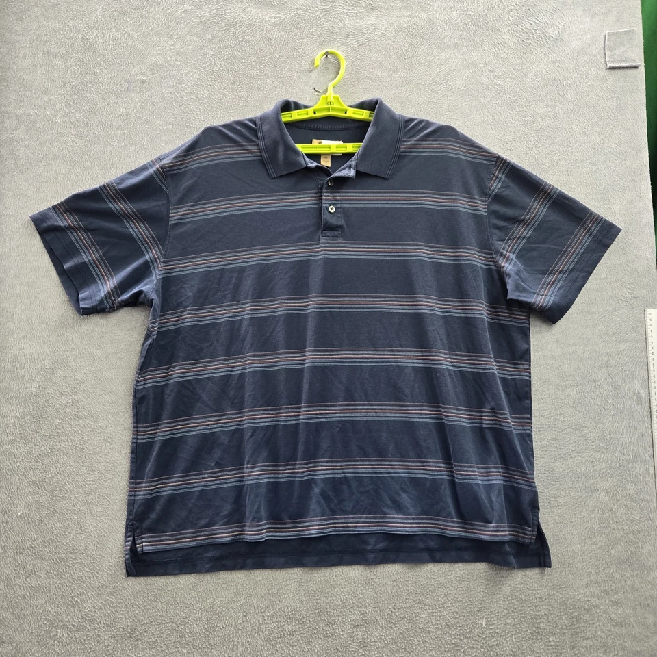 Polo de hombre The Foundry Supply Co 3XL azul a rayas botón manga corta Foto 1 de 4