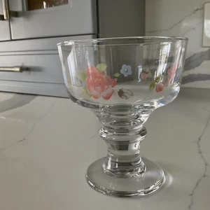 Pfaltzgraff Jamberry Glass Pedestal Dessert Tea Rose Vintage Sherbet Set of 4 - Picture 1 of 12