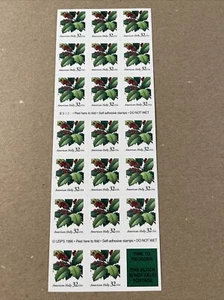 1997 32 cent Holly complete booklet of 20 Scott #3177a, Mint NH - Picture 1 of 1