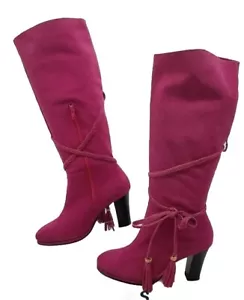 Newport news Pink Suede Knee High Boots Size 9 - Picture 1 of 9