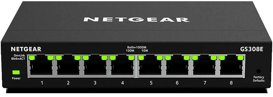 Netgear 8-Port Gigabit Switch Netzwerk Managed Lüfterlos VLAN QoS IGMPv3 Metall - Bild 1 von 4