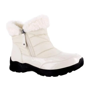 Easy Street Womens 7.5 M Winter White Patent Faux Fur Ankle Booties Display GC0 - Picture 1 of 5