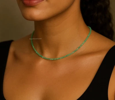 Dainty Green Aventurine Choker Queen Necklace Jewelry Energy Reiki Birthday Gift - Image 1 of 4