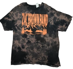 Zac Brown Band T-shirt Mens XL Brown Acid Wash Spellout Logo Concert - Picture 1 of 6