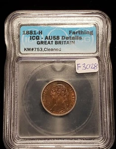 1881-H Great Britain 1 Farthing - ICG AU 58 Details - SKU-F3028 - Picture 1 of 6