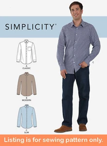 SEWING PATTERN Mens Clothes Clothing Button Down Up Casual Shirt Plus Size 8753 - Picture 1 of 3