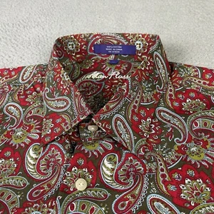 Alan Flusser Shirt Mens Large Red Paisley Long Sleeve Cotton Button Up - Picture 1 of 10