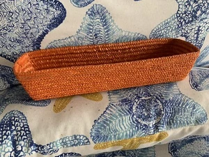 Rosenthal Netter Woven Rectangle Basket Orange Wooden Use For Napkins - Picture 1 of 4
