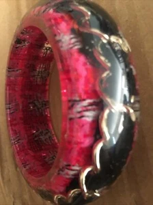 CHANEL: Tweed Chain Bangle Lucite "CC" Logo Bangle Bracelet (nm) - Picture 1 of 8