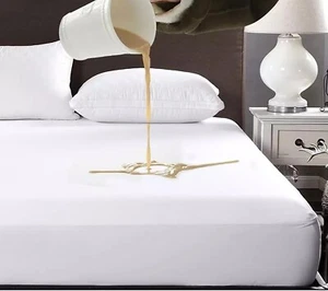 Non-Noisy Waterproof Mattress Protector Fitted Double Bed Cover Anti Allergy - Picture 1 of 124