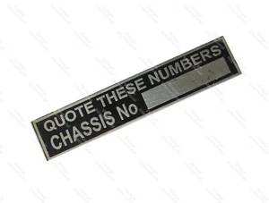Custom Made Stainless Steel "Quote These Numbers" Chassis Data Plate Unit @US - Picture 1 of 3