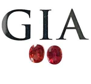 GIA Certified Natural Sapphire Loose Pair Orangy Red 1.58 ct. - Picture 1 of 15